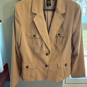 New York & Company Camel Button-Front Blazer Jacket